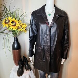 Vintage Newport News Black Leather Coat